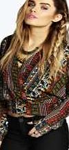 boohoo Paisley Panel Wrap Front Blouse - multi azz20571