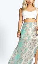 boohoo Paisley Print Split Side Woven Maxi Skirt -