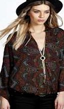 boohoo Paisley Wrap Front Blouse - multi azz15008