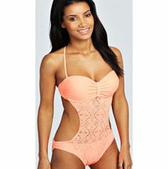 Palma Crochet Front Panel Bandeau Swimsuit -