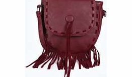 boohoo Paris Tassel Fringe Saddle Cross Body Bag - wine