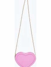 boohoo Patent Heart Shaped Cross Body Bag - lilac