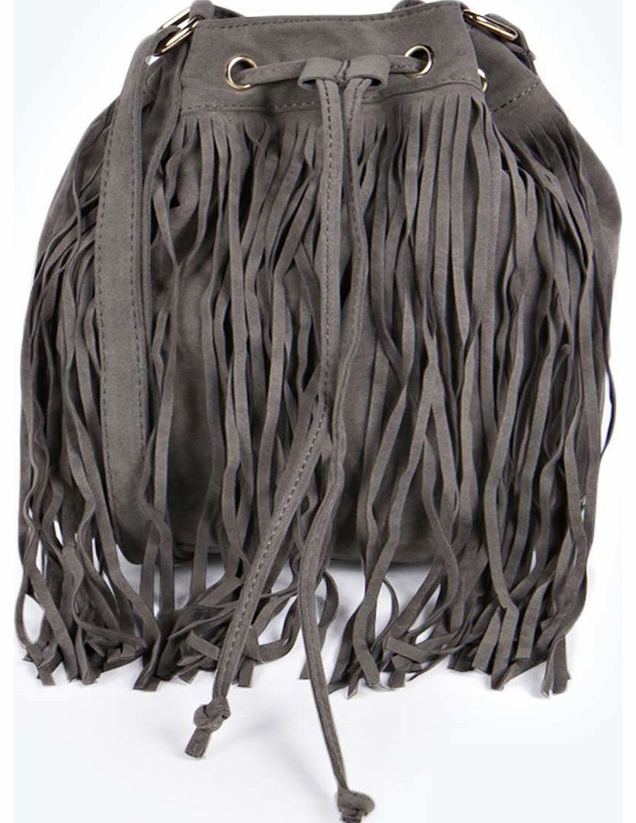 boohoo Penelope Long Tassel Duffel Bag - grey azz18322