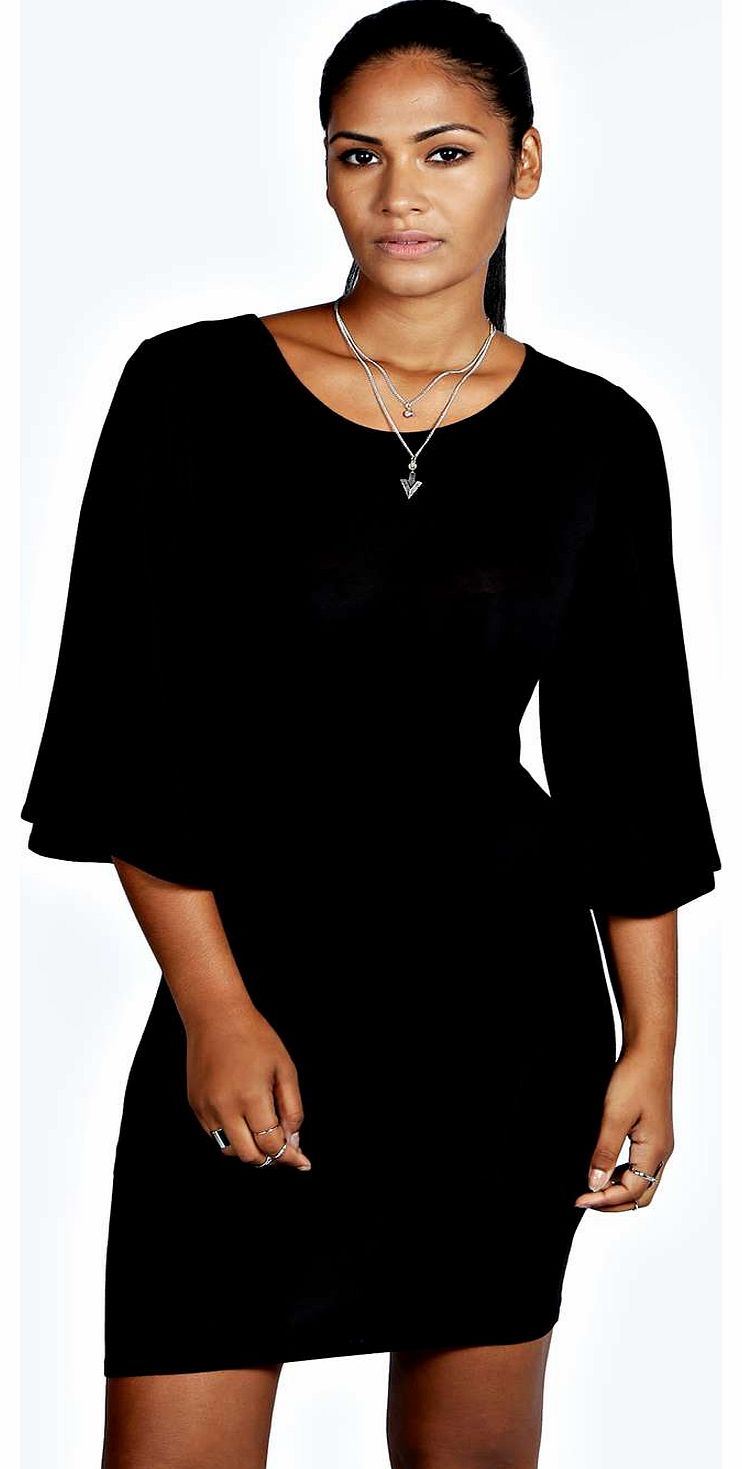 boohoo Penny Kimono Sleeve Bodycon Dress - black azz18458