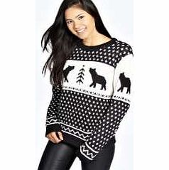 boohoo Penny Polar Bear Jumper - black azz24162