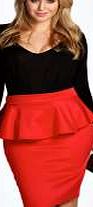 boohoo Peplum Midi Skirt - red pzz98371