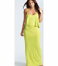 boohoo Petite Polly Strappy Frill Top Maxi Dress - lime