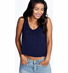 boohoo Phoebe Button Through Swing Vest - navy azz19914