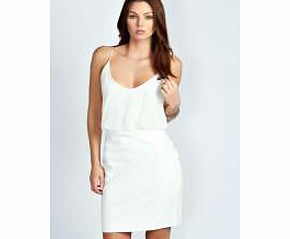 boohoo Pixie PU Skirt Strappy 2 in 1 Dress - ivory