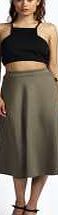 boohoo Plain Full Circle Midi Skirt - khaki azz00735