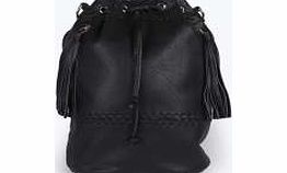 Plait and Tassel Detail Duffle Bag - black