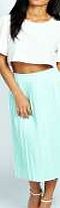 boohoo Pleated Woven Midi Skirt - mint azz32159
