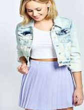 boohoo Pleated Woven Mini Skirt - lilac azz32004