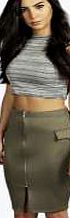 boohoo Pocket Detail Midi Skirt - khaki azz05748