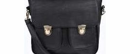 boohoo Pocket Front Satchel Bag - black azz11787