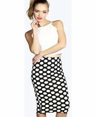 boohoo Polka Dot Midi Skirt - black azz12026