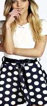 boohoo Polka Dot Skater Skirt - navy azz05262