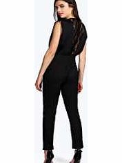 boohoo Poppy Crepe Lace Detail Sleeveless Jumpsuit -