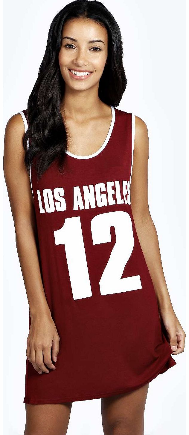 boohoo Poppy LA Basketball Vest Night Dress -