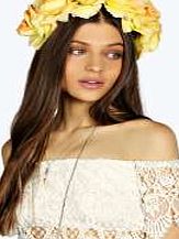 boohoo Poppy Rose Floral Crown - yellow azz06153