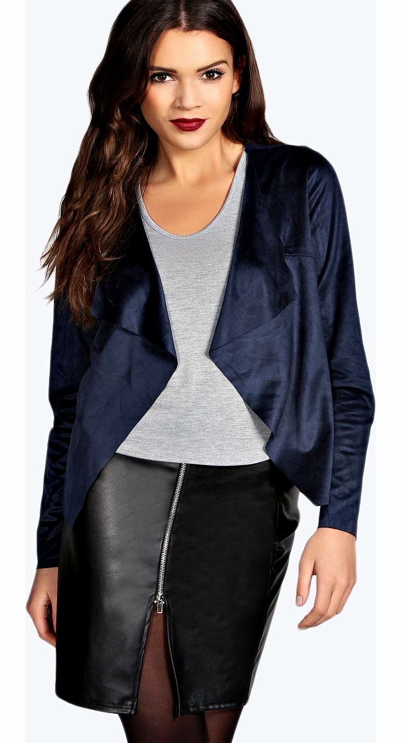 boohoo Poppy Suedette Jacket - blue azz14368