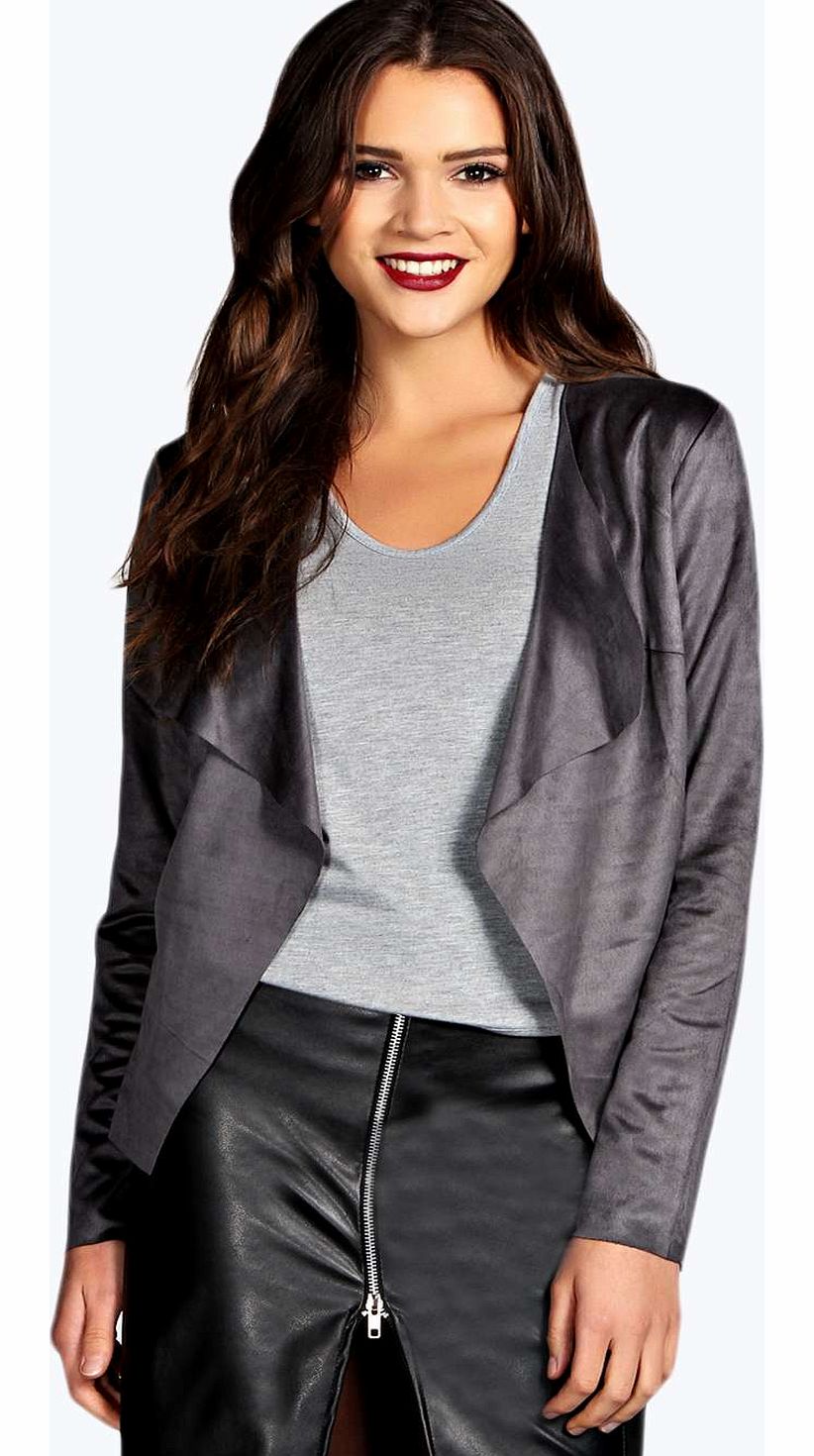 boohoo Poppy Suedette Jacket - grey azz14368
