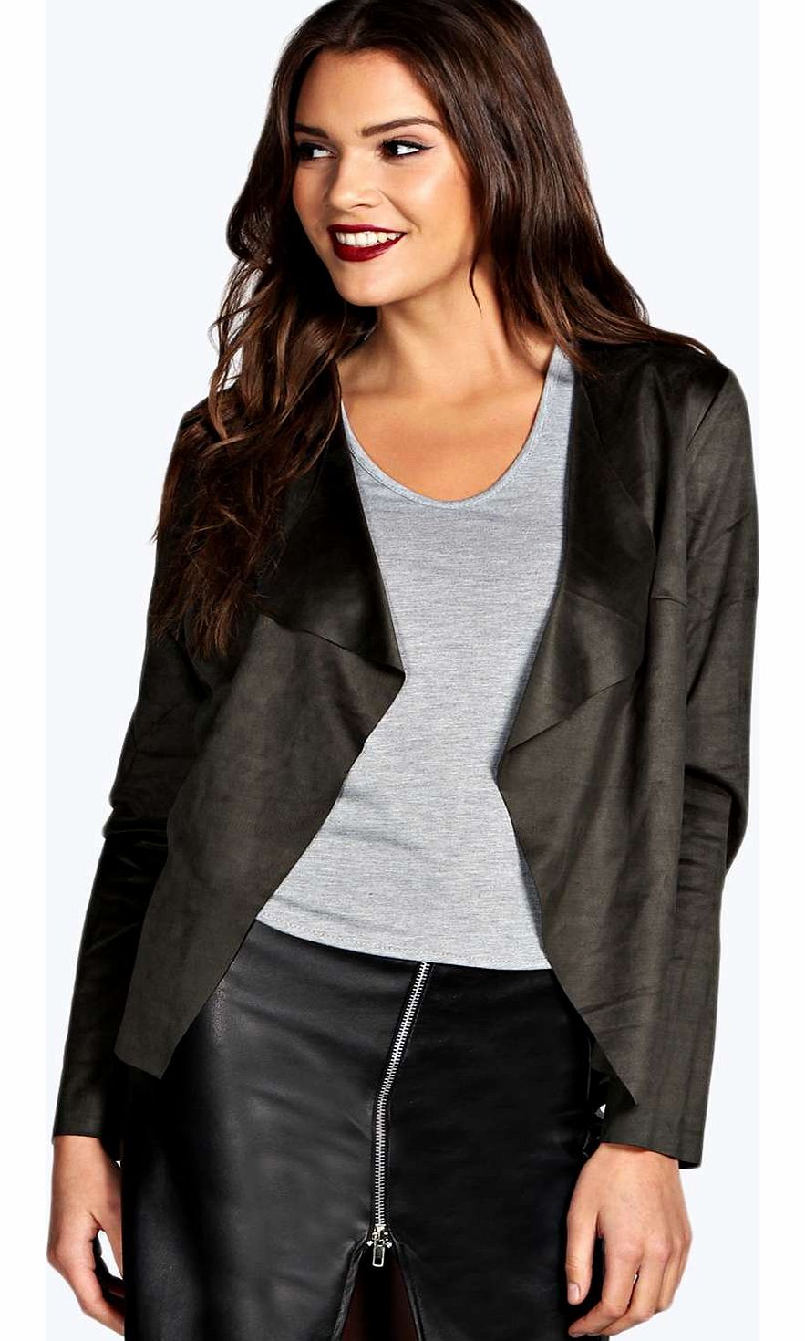 boohoo Poppy Suedette Jacket - khaki azz14368