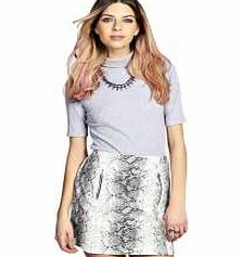 boohoo Python Print Zip Detail Pelmet Mini Skirt - grey