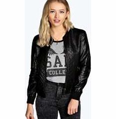 boohoo Quilted Body Faux Leather Bomber - black azz11690