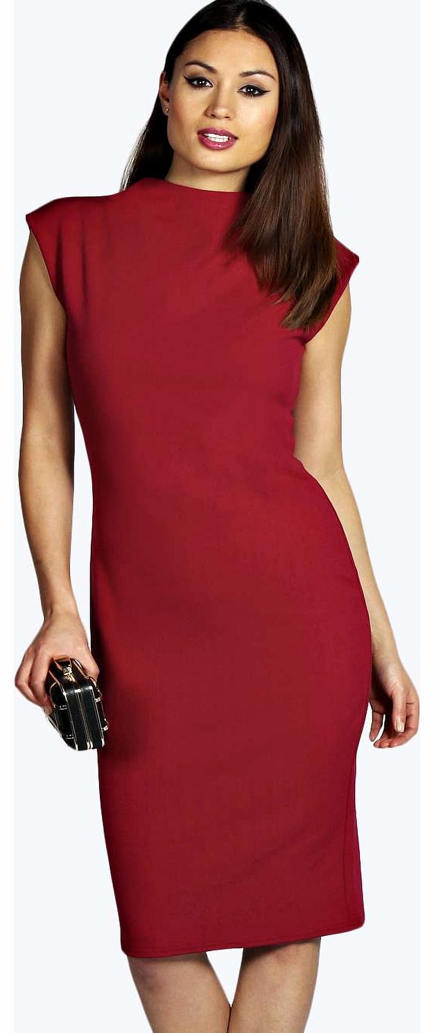 boohoo Rachel High Neck Bodycon Midi Dress - plum