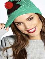 boohoo Reindeer Pom Pom Beanie Hat - green azz18139