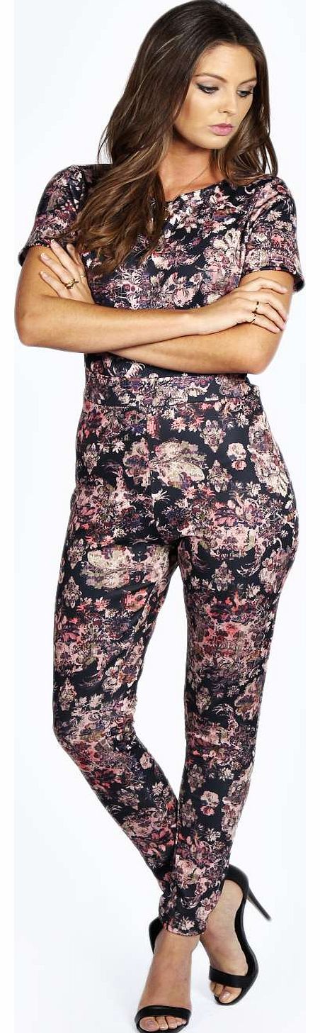 boohoo Rhona Printed Short Sleeved Jumpsuit - multi