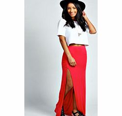 boohoo Ria Ruched Top Jersey Maxi Skirt - lipstick