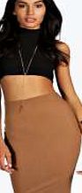 boohoo Ribbed Pencil Midi Skirt - camel azz05527