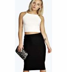 boohoo Ribbed Stripe Bodycon Midi Skirt - black azz12033