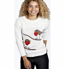 boohoo Robin Red Breast Nep Jumper - cream azz23888