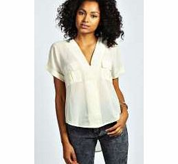 boohoo Rochelle Oversized Wrap Front Blouse - cream