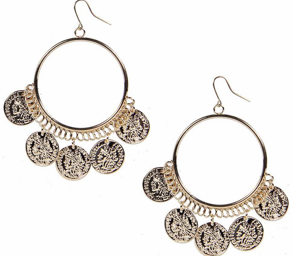 boohoo Ronya Coin Hoop Earrings - silver azz18129