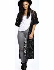 boohoo Rosa Short Sleeve Maxi Length Lace Kimono -
