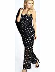 boohoo Rosa Strappy Star Print Chiffon Wide Leg