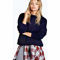 boohoo Rosanna Laguna Bubble Knit Jumper - navy azz22594