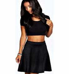 boohoo Roseanna Colour Pop Skater Skirt - black azz34745