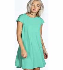 boohoo Rosie Cap Sleeve Crepe Swing Dress - teal azz22716