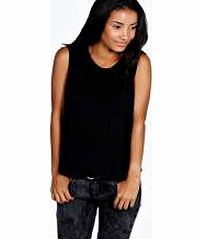 boohoo Rosie Dip Hem Tank - black azz19918