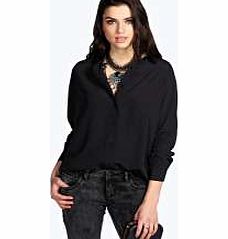 Rosie Plain Oversized Shirt - black azz20553