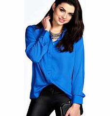 boohoo Rosie Plain Oversized Shirt - mid blue azz20553