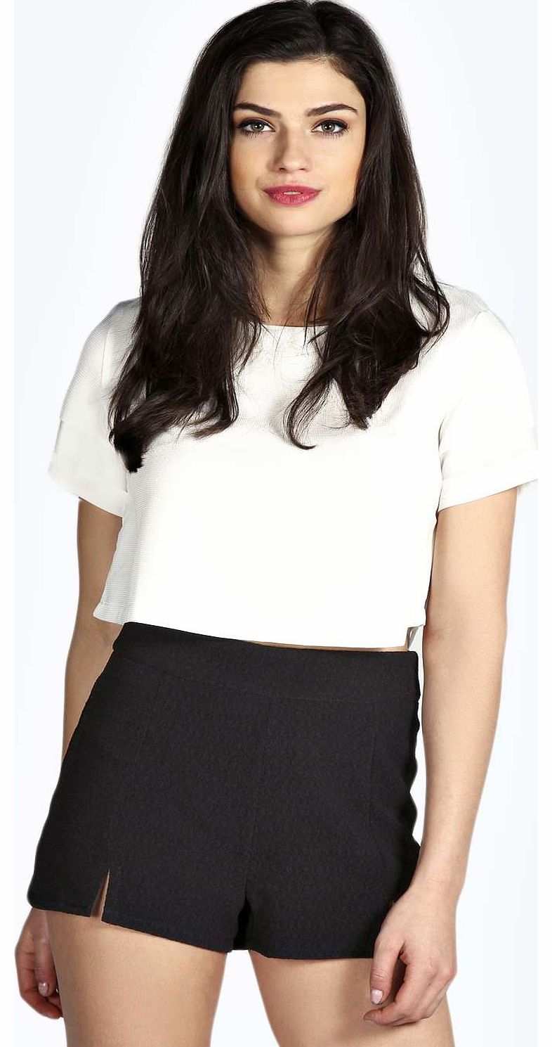 Rosina Notch Front Woven Tailored Shorts - black