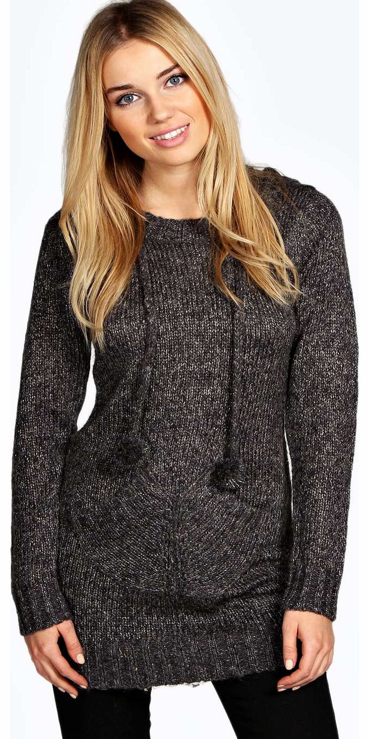 Ruby Hooded Tunic Jumper - grey azz13429