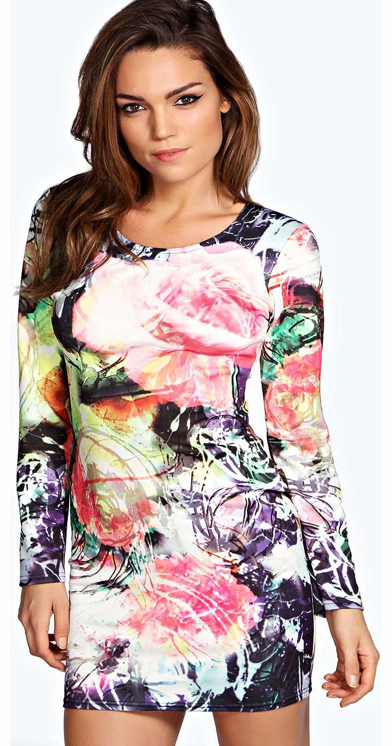 boohoo Ruby Printed Bodycon Dress - multi azz16974