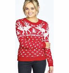 boohoo Ruby Reindeer Christmas Jumper - red azz23336